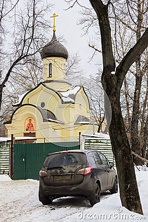 The chapel of Dmitry Donskoy outside the Eastern wall of the Andronikov monastery. Moscow. Editorial Stock Photo