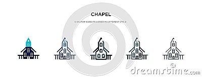 Chapel icon in different style vector illustration. two colored and black chapel vector icons designed in filled, outline, line Vector Illustration