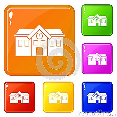 Chapel icons set vector color Vector Illustration