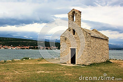 Chapel in Posedarje, on the Novigrad sea in Croatia Stock Photo