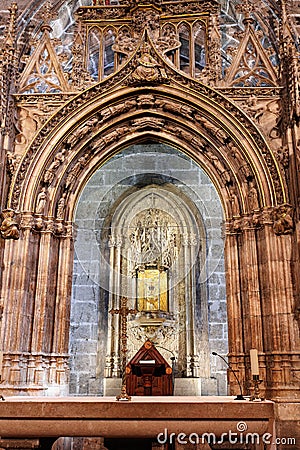 Chapel of the Relic of the Holy Grail inside Valencia Cathedral, Holy Chalice, Spain Editorial Stock Photo