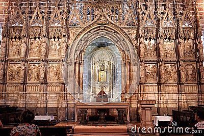 Chapel of the Relic of the Holy Grail inside Valencia Cathedral, Holy Chalice, Spain Editorial Stock Photo