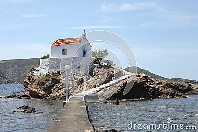 Chapel on a rock on Leros island, Greece Stock Photo