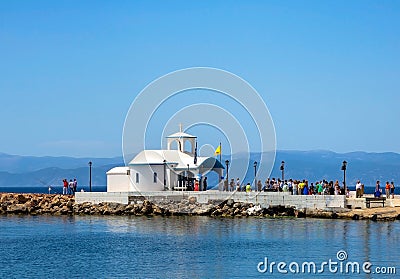 Chapel by the sea in Greece Editorial Stock Photo
