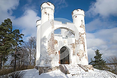 Chapel tomb of Ludvigsburg on the Island of the Dead close up in the sunny February day. Vyborg, Russia Stock Photo