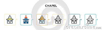 Chapel vector icon in 6 different modern styles. Black, two colored chapel icons designed in filled, outline, line and stroke Vector Illustration