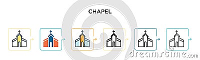 Chapel vector icon in 6 different modern styles. Black, two colored chapel icons designed in filled, outline, line and stroke Vector Illustration