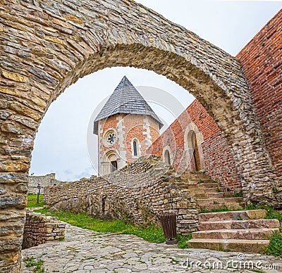 Chapel and walls on Medvedgrad castle Stock Photo