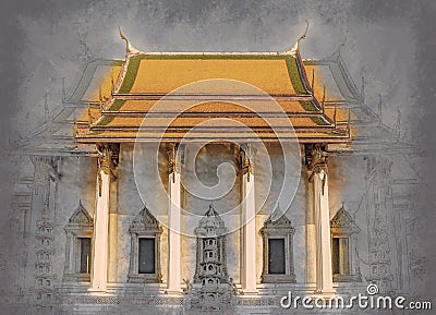 The Chapel of Wat Suthat. Stock Photo