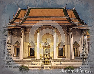 The Chapel of Wat Suthat. Stock Photo