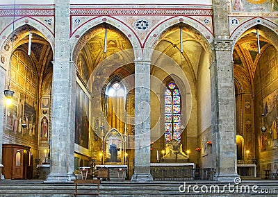 Chapels in apses of Basilica di Santa Croce. Florence, Italy Editorial Stock Photo