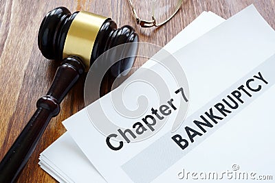 Chapter 7 Bankruptcy documents and gavel Stock Photo