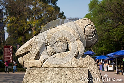 Chapultepec park symbol grasshopper chapulin sculpture DF Mexico Editorial Stock Photo