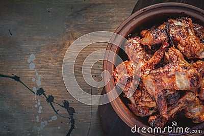 Char Grilled Chicken Wings Stock Photo