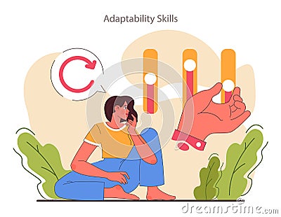 Character adaptability and flexibility. Quick respond to changes Vector Illustration