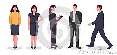 set of man and woman in suit. business people vector illustration Vector Illustration