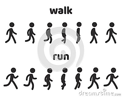 Character animation walk and run cycle Vector Illustration