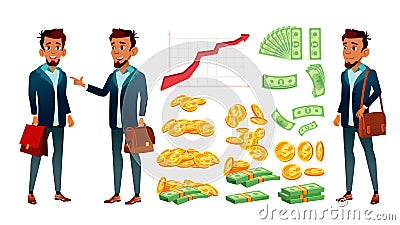 Character Banker And Grow Currency Graphic Vector Vector Illustration