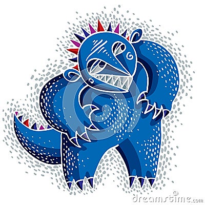 Character bizarre monster vector flat illustration, cute blue mu Vector Illustration