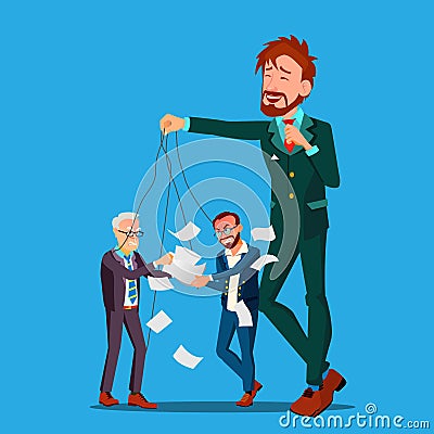 Character Boss Laughs At Staff Quarrel Vector Vector Illustration