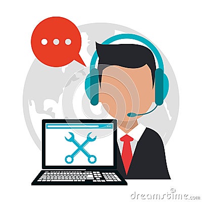 Character call center professional work Vector Illustration