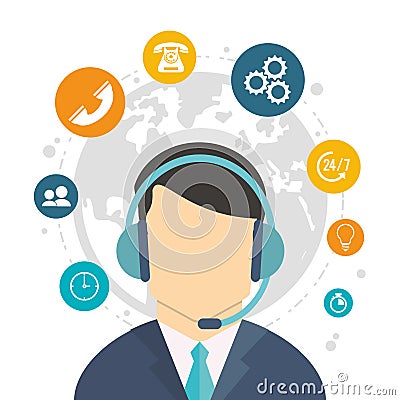 Character call center world service Vector Illustration