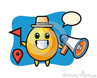 Character cartoon of golden egg as a tour guide Vector Illustration