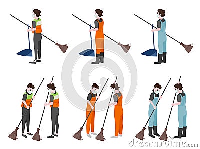 Character collection cleaning women. Vector Illustration