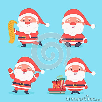 Character Collection Santa Claus. Christmas. Vector illustration Vector Illustration