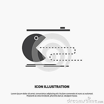 Character, computer, game, gaming, pacman Icon. glyph vector gray symbol for UI and UX, website or mobile application Vector Illustration
