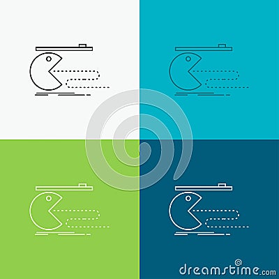 Character, computer, game, gaming, pacman Icon Over Various Background. Line style design, designed for web and app. Eps 10 vector Vector Illustration