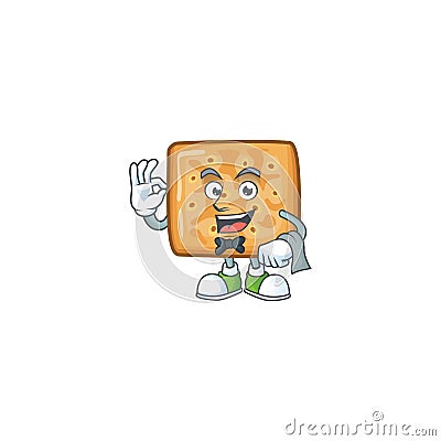 A character of crackers waiter working in the restaurant Vector Illustration