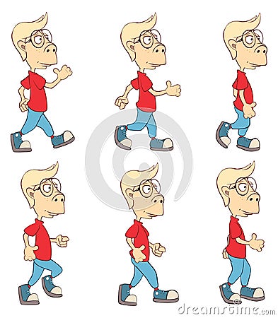 Character Cute Cartoon Boy for a Computer Game Vector Illustration