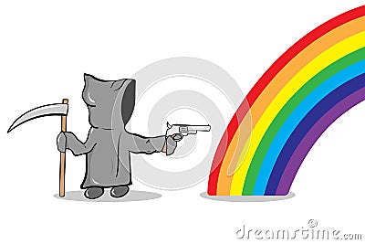 Death and rainbow Vector Illustration