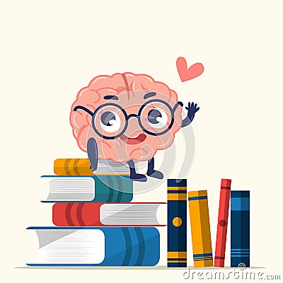 Character design cute brain for knowledge Vector Illustration