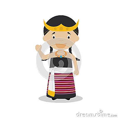 Character from East Timor dressed in the traditional way Vector Illustration