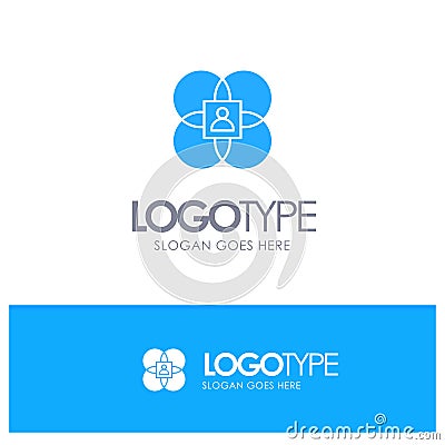 Character, Features, Human, Model, Person Blue Solid Logo with place for tagline Vector Illustration