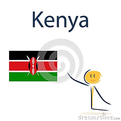 Character with the flag of Kenya Vector Illustration