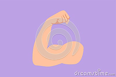 Character flat drawing muscle emoticon. Strong emoji. Flexed biceps icon. Hand gesture emoji. Arm biceps muscle. Emoji hand icon Cartoon Illustration