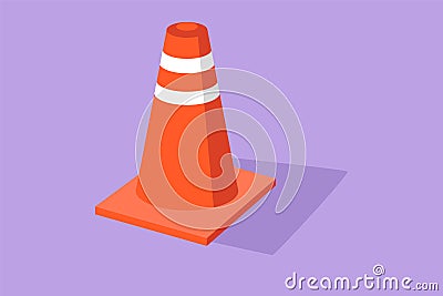 Character flat drawing traffic cone logo. Icon for traffic on road, street and construction. Orange caution bollard. Safety and Cartoon Illustration