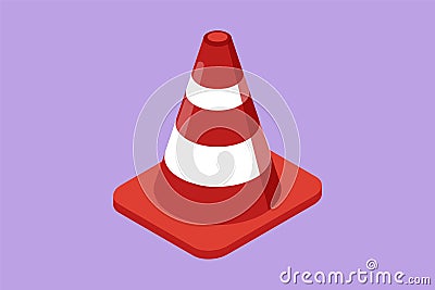 Character flat drawing traffic cone logo. Icon for traffic on road, street and construction. Orange caution bollard. Safety and Cartoon Illustration