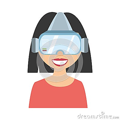 character girl virtual reality glasses technology new Cartoon Illustration