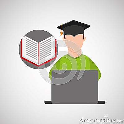 Character graduation e-learning online education Vector Illustration