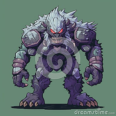 Dark Fantasy Monster: Snes Jrpg Boss Enemy Cartoon Illustration