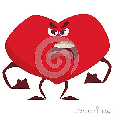 Furious evil heart, clenches fists, scolding Vector Illustration