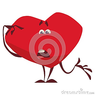 Character heart scratches his head, something thought Vector Illustration