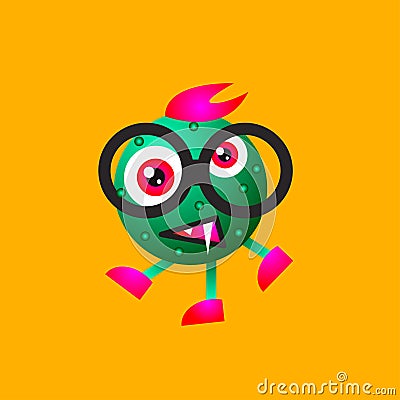 Character hipster monster Vector Illustration