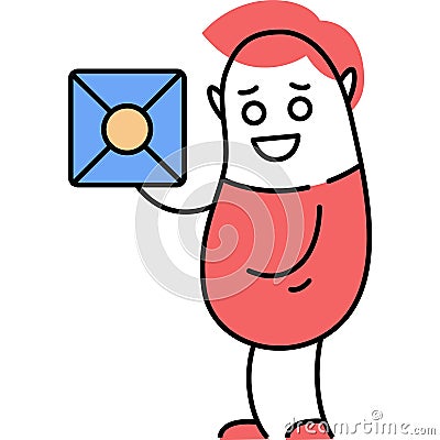 Character holding mail envelop flat vector icon Vector Illustration