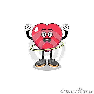 Character Illustration of love playing hula hoop Vector Illustration