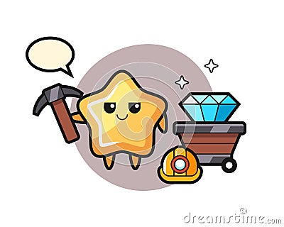 Character Illustration of star as a miner Vector Illustration